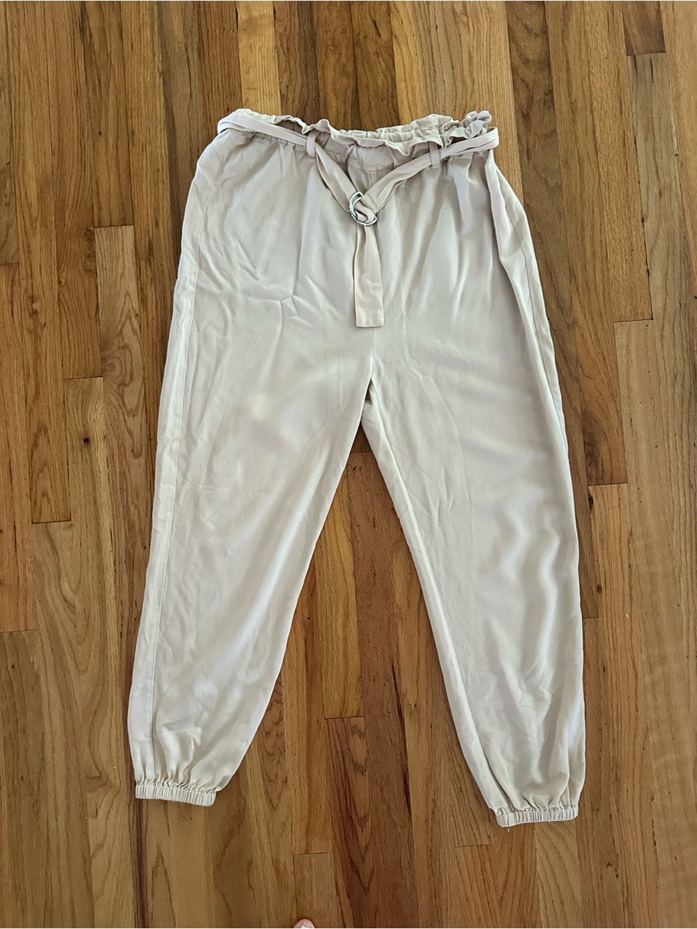 True Religion Light Beige Paperbag Waist women's Pants with Belt